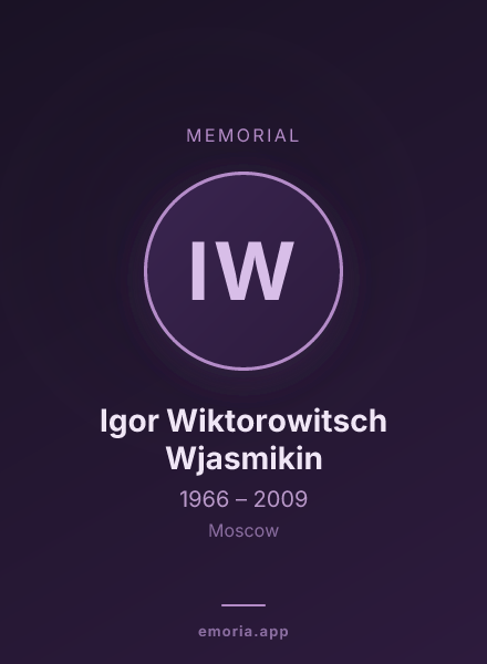 Memorial portrait of Igor Wiktorowitsch Wjasmikin