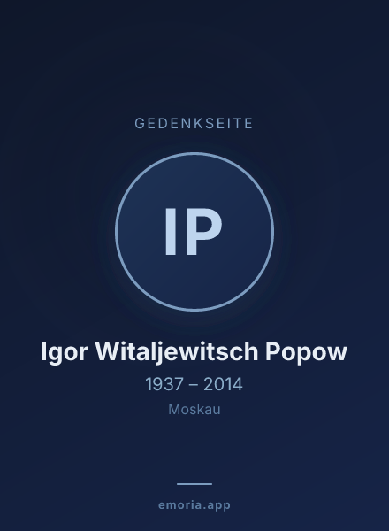Gedenkportrait von Igor Witaljewitsch Popow