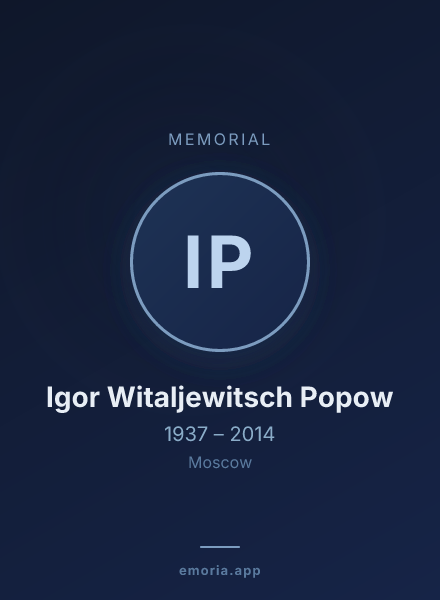 Memorial portrait of Igor Witaljewitsch Popow
