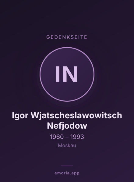 Gedenkportrait von Igor Wjatscheslawowitsch Nefjodow