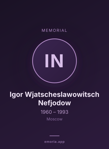 Memorial portrait of Igor Wjatscheslawowitsch Nefjodow