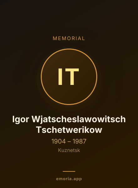Memorial portrait of Igor Wjatscheslawowitsch Tschetwerikow