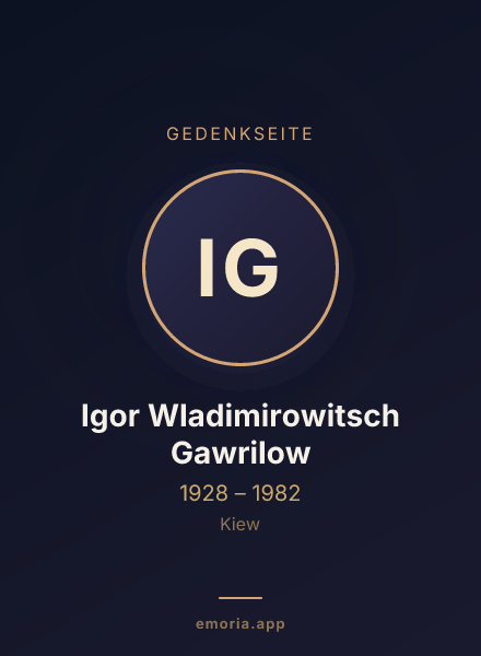 Gedenkportrait von Igor Wladimirowitsch Gawrilow
