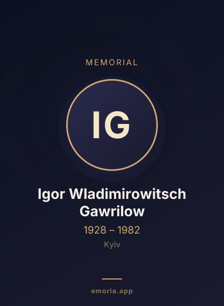 Memorial portrait of Igor Wladimirowitsch Gawrilow