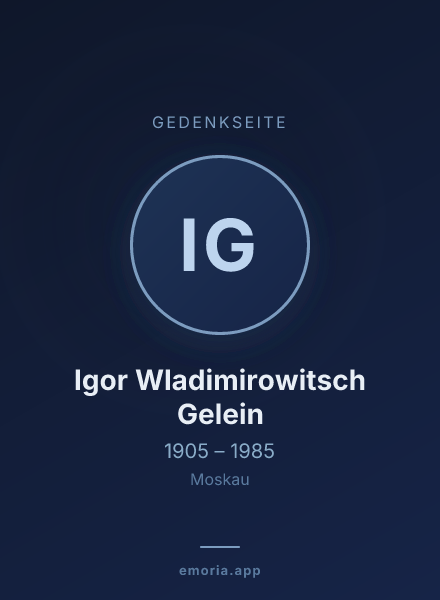 Gedenkportrait von Igor Wladimirowitsch Gelein