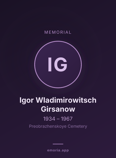 Memorial portrait of Igor Wladimirowitsch Girsanow