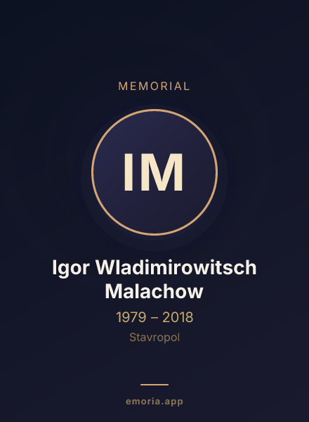 Memorial portrait of Igor Wladimirowitsch Malachow