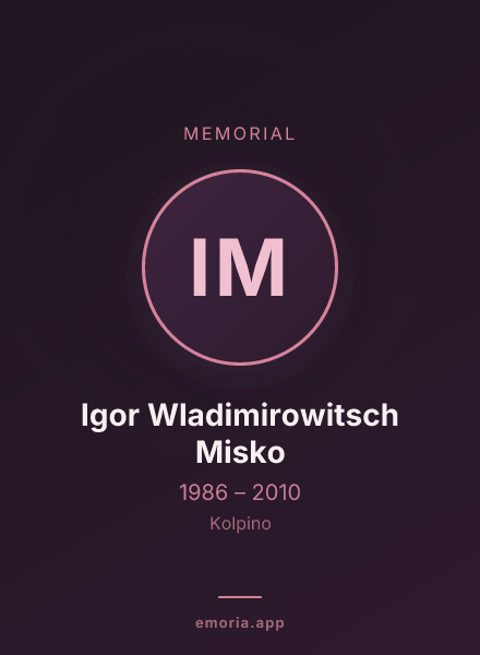 Memorial portrait of Igor Wladimirowitsch Misko