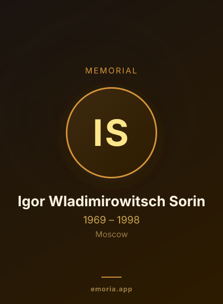 Memorial portrait of Igor Wladimirowitsch Sorin