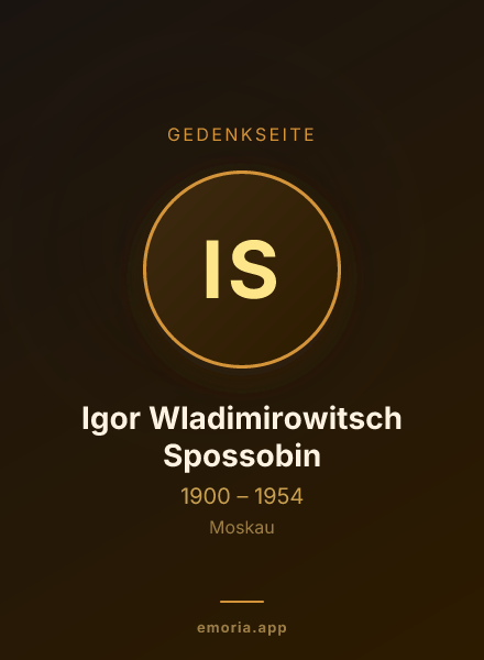 Gedenkportrait von Igor Wladimirowitsch Spossobin