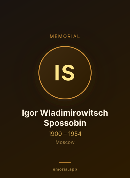 Memorial portrait of Igor Wladimirowitsch Spossobin