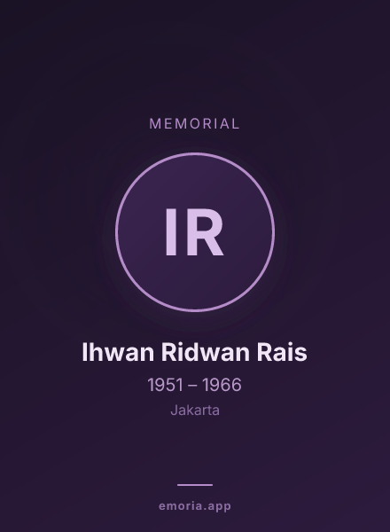 Memorial portrait of Ihwan Ridwan Rais
