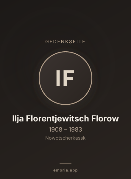 Gedenkportrait von Ilja Florentjewitsch Florow