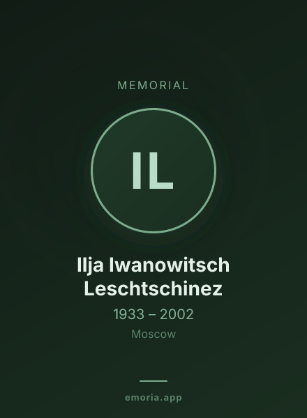 Memorial portrait of Ilja Iwanowitsch Leschtschinez