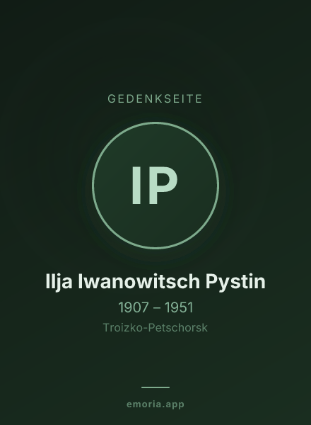 Gedenkportrait von Ilja Iwanowitsch Pystin