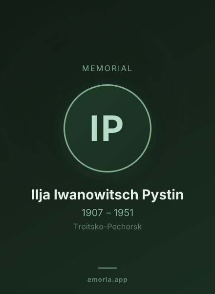 Memorial portrait of Ilja Iwanowitsch Pystin