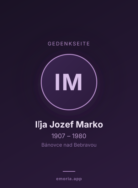 Gedenkportrait von Iľja Jozef Marko