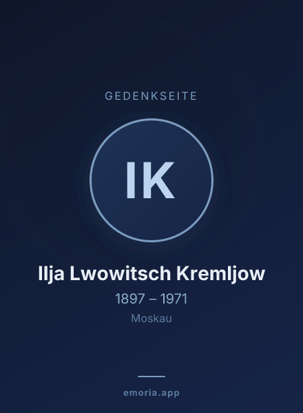 Gedenkportrait von Ilja Lwowitsch Kremljow