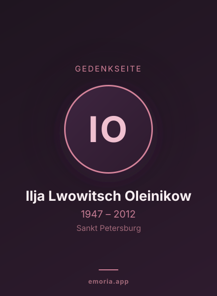 Gedenkportrait von Ilja Lwowitsch Oleinikow