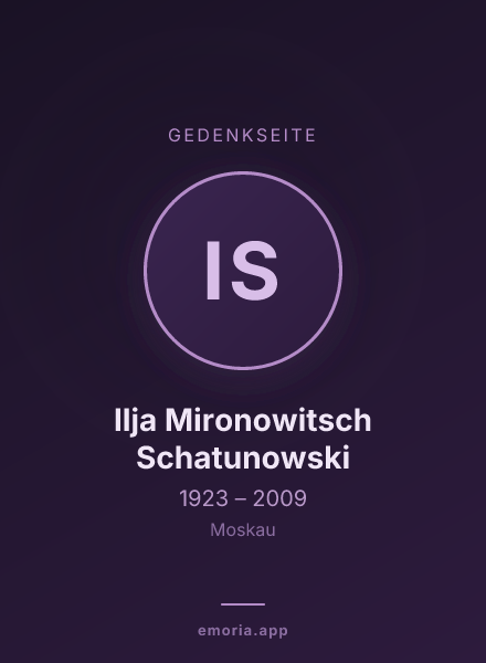 Gedenkportrait von Ilja Mironowitsch Schatunowski