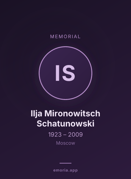 Memorial portrait of Ilja Mironowitsch Schatunowski
