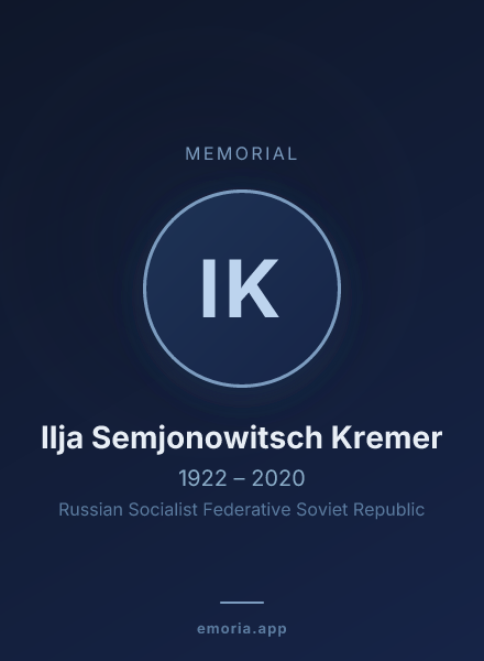 Memorial portrait of Ilja Semjonowitsch Kremer
