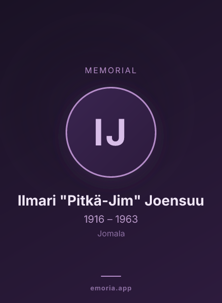 Memorial portrait of Ilmari "Pitkä-Jim" Joensuu