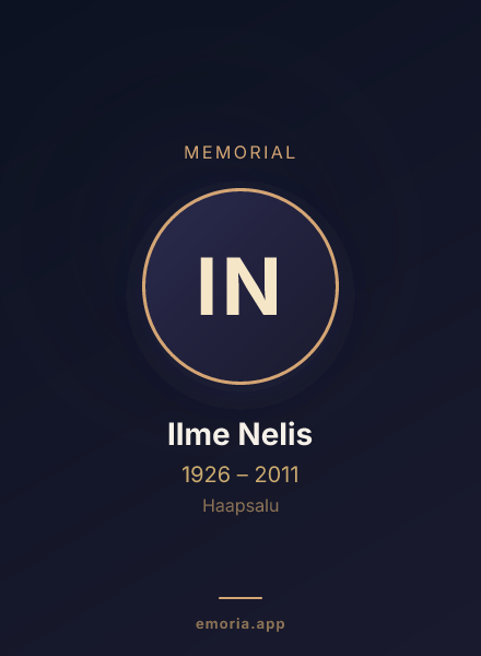 Memorial portrait of Ilme Nelis
