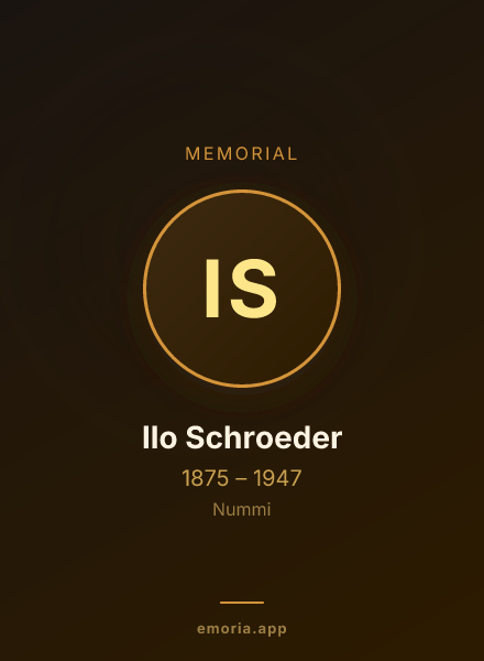 Memorial portrait of Ilo Schroeder