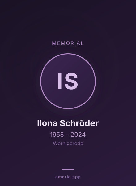 Memorial portrait of Ilona Schröder