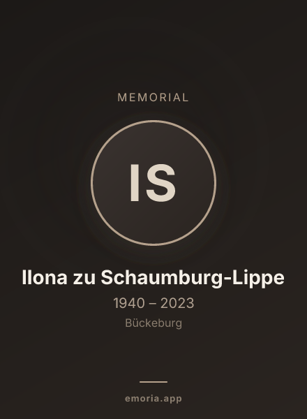 Memorial portrait of Ilona zu Schaumburg-Lippe