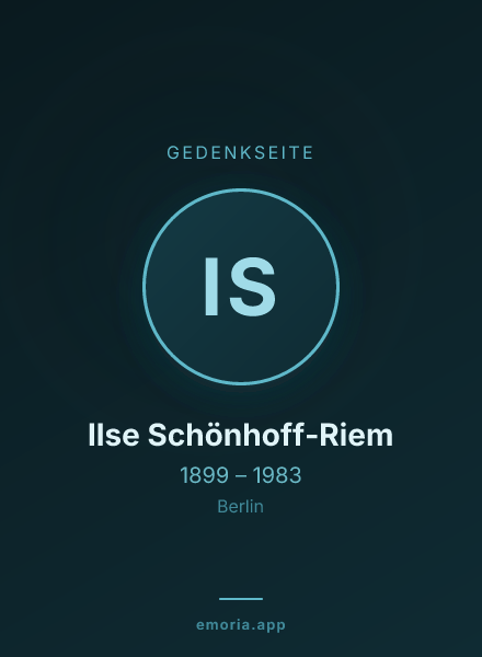 Gedenkportrait von Ilse Schönhoff-Riem