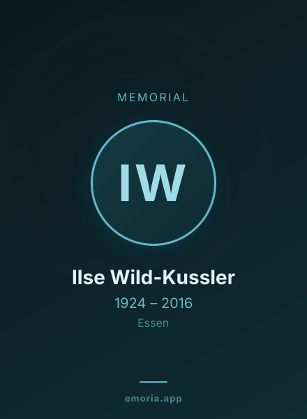 Memorial portrait of Ilse Wild-Kussler