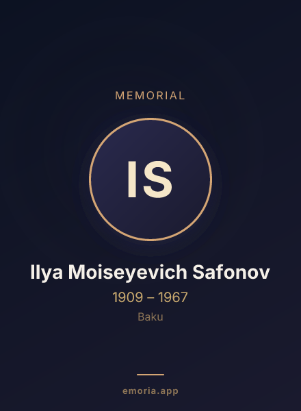 Memorial portrait of Ilya Moiseyevich Safonov