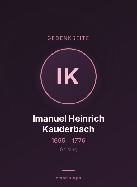Gedenkportrait von Imanuel Heinrich Kauderbach