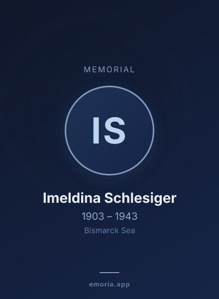 Memorial portrait of Imeldina Schlesiger