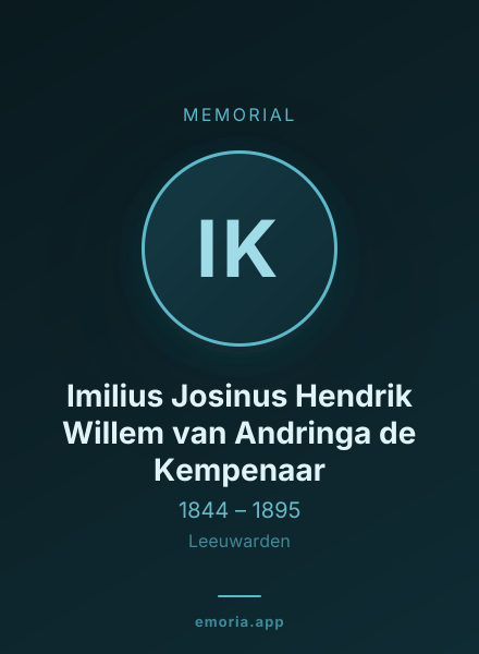 Memorial portrait of Imilius Josinus Hendrik Willem van Andringa de Kempenaar
