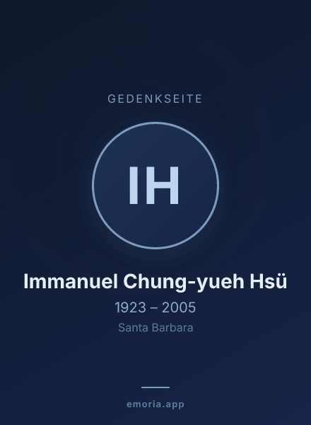 Gedenkportrait von Immanuel Chung-yueh Hsü