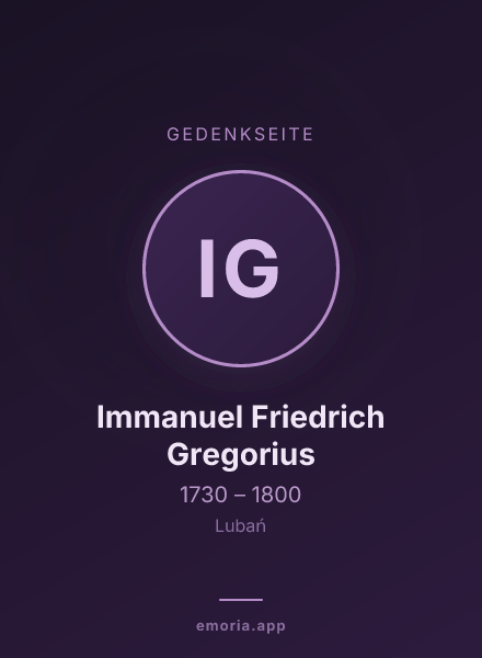 Gedenkportrait von Immanuel Friedrich Gregorius