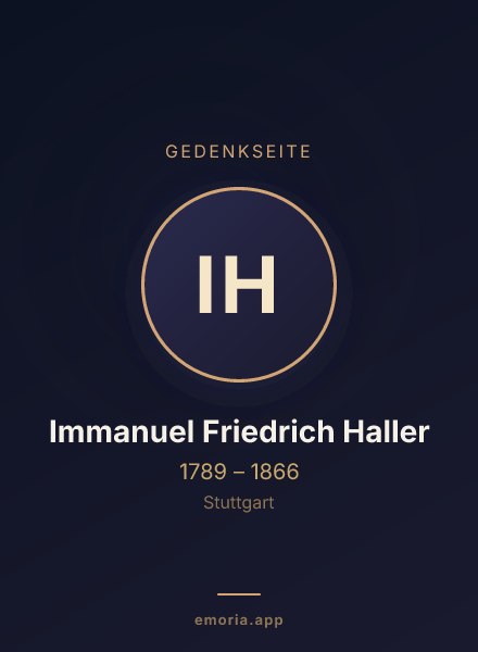Gedenkportrait von Immanuel Friedrich Haller