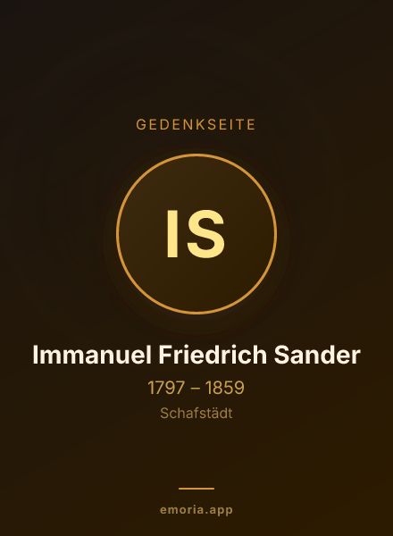 Gedenkportrait von Immanuel Friedrich Sander