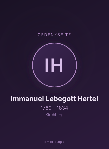 Gedenkportrait von Immanuel Lebegott Hertel