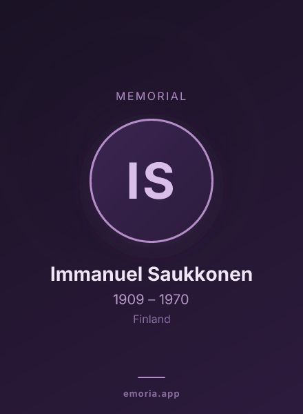 Memorial portrait of Immanuel Saukkonen