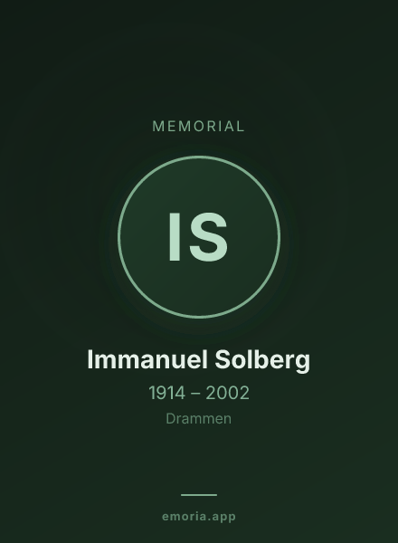Memorial portrait of Immanuel Solberg