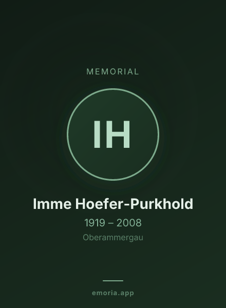 Memorial portrait of Imme Hoefer-Purkhold