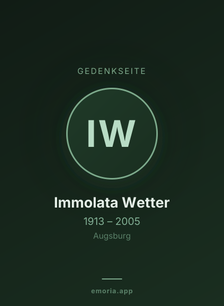 Gedenkportrait von Immolata Wetter