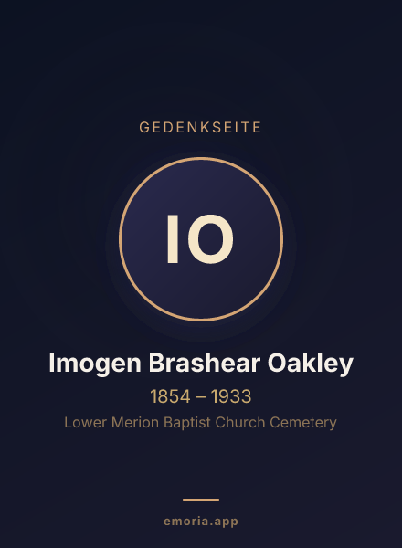 Gedenkportrait von Imogen Brashear Oakley