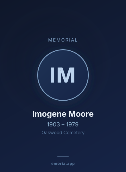 Memorial portrait of Imogene Moore
