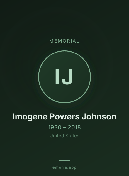 Memorial portrait of Imogene Powers Johnson