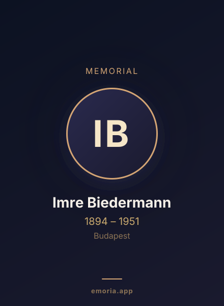 Memorial portrait of Imre Biedermann